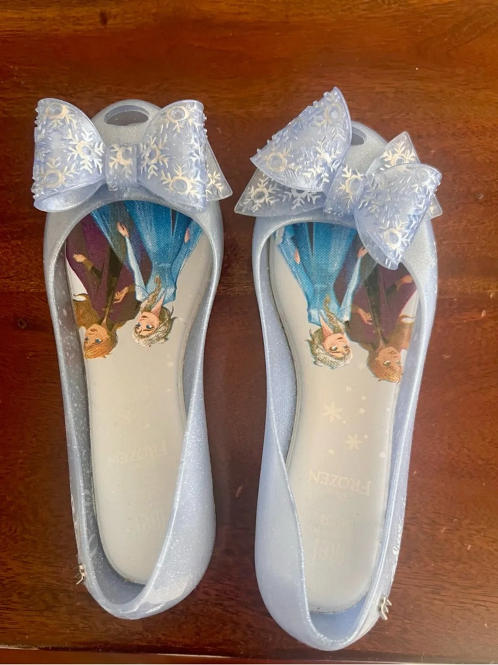 Mini Melissa Light Blue Girls Bow Slip-On Dress Shoes